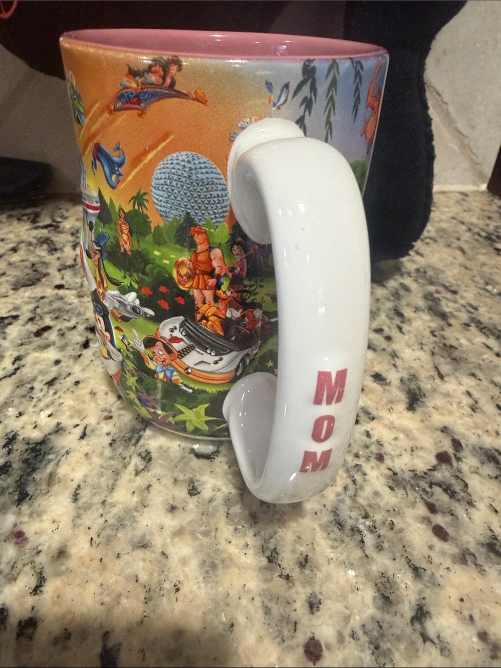 Disney World 3D Mom Pink Interior Ceramic Souvenir Mug - Colorful Illustration